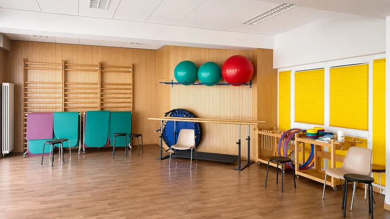 Gymnastikraum der Falkenstein-Klinik mit Trainingsgeräten